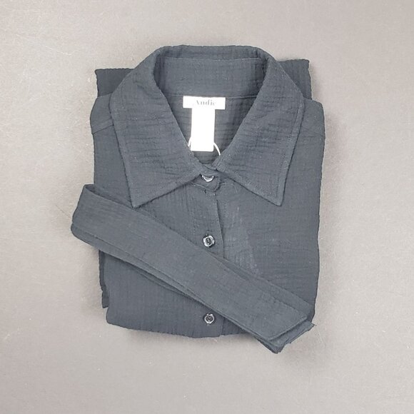 Andie Swim The Corvo Button-Up Women's XS Black Cotton Gauze Beach & Resort Wear - Picture 14 of 16